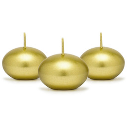 Świeca dysk pływający metalizowana, 40 mm, złota