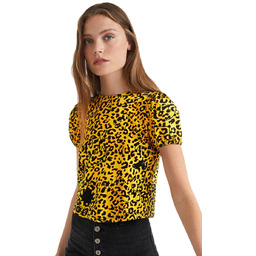 Bluzka damska Desigual Top żółta panterka-S