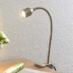 Lampa z klipsem LED Lindby Djamila, nikiel satynowany