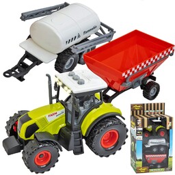CIĄGNIK TRAKTOR + PRZYCZEPA + BECZKA 3w1 Zestaw