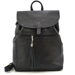 Plecak duży skórzany damski Vera Pelle z frędzelem