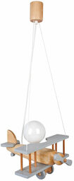 Lumes Szara lampa wisząca dla chłopca samolot -