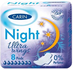 CARIN Ultra Wings Night podpaski higieniczne 8szt