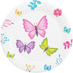 Talerzyki urodzinowe Motylki - 18 cm - 6