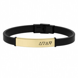 Pozłacana bransoletka skórzana męska z alchemicznymi symbolami czterech