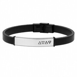 Bransoletka skórzana męska z alchemicznymi symbolami czterech żywiołów