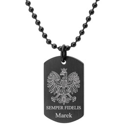 Czarny satynowany nieśmiertelnik z osobistym grawerem nieskończoności