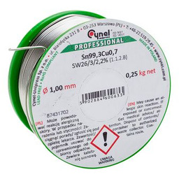 Cyna bezołowiowa Sn99,3Cu0,7 topnik SW26 1,0 mm 250