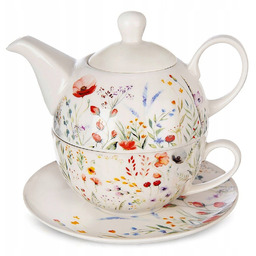 Dzbanek Porcelanowy Maki z filiżanką do zaparzania picia