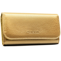 Duży portfel damski ze skóry ekologicznej w złotym