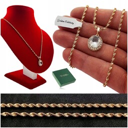 LŚNIĄCY DAMSKI ZŁOTY ŁAŃCUSZEK ZE STALI CHIRURGICZNEJ +