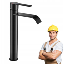 Bateria umywalkowa Stojąca Kran Wylewka czarna 35 cm