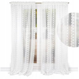 Firana Gotowa zasłona z pomponami Sable Biała Boho