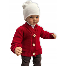 Sweterek niemowlęcy 86 Sweter Rozpinany AKRYL100% ciepły Czerwony