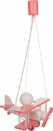 Lumes Różowa dziecięca lampa wisząca samolot drewniana -