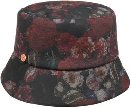 Kapelusz Tekstylny Maite Flower Bucket by Mayser, czarno-bordowy,