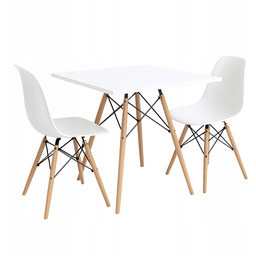 Zestaw stół Dsw 60x60 biały 2 białe krzesła