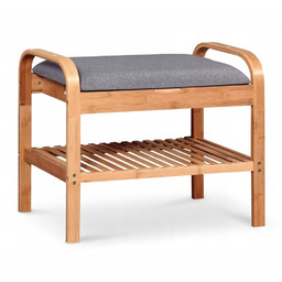 Ławka do Przedpokoju na Buty Tapicerowana Boho Bambusowa