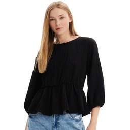 Bluzka damska Desigual Top czarny baskinka tekstura-M