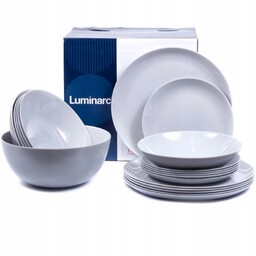 Talerze Serwis Obiadowy Luminarc Diwali Szary 19 El