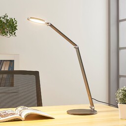 Lampa Stołowa Lucande, Mion, ściemnialny, szary, gabinet pracownia,