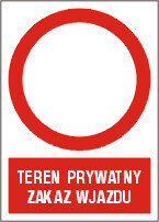AW009 "Teren prywatny zakaz wjazdu" twarda płyta PCV