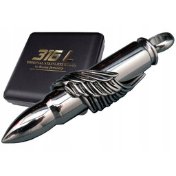 Srebrny Wisiorek Ze Skrzydłem Na Łańcuszek Stal 316L