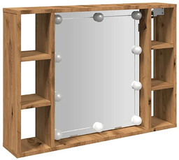 Edinos Lustro z półkami i oświetleniem LED dąb