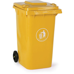Plastikowy pojemnik na śmieci, śmietnik, 240 litrów, żółty