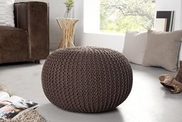 Pufa Leeds 50 cm - ciemna kawa, pleciona