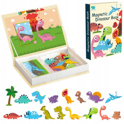 Układanka Magnetyczna Puzzle Montessori 64 El. Dinozaury Książka