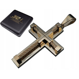 Duży Krzyż Krzyżyk Zawieszka Na Łańcuszek Stal 316