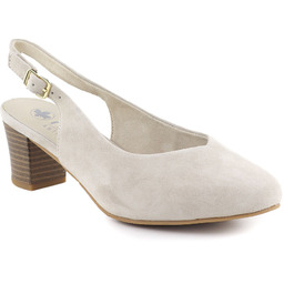 Skórzane czółenka z odkrytą piętą beżowe Rieker 44651-60