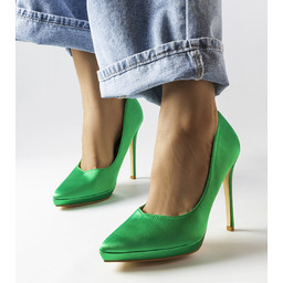 Zielone satynowe szpilki Silje -41