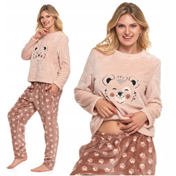 Ciepła PIŻAMA DAMSKA Polarowa z Uroczym Misiem Gruba