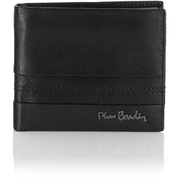 Mały skórzany portfel męski z przeszyciami Pierre Cardin