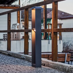 Zewnętrzna Lampa Lindby, Darko, szary, taras, aluminium, nowoczesny