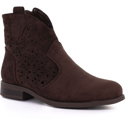 Botki damskie zamszowe kowbojki ażurowe brązowe S.Barski HY61-8026