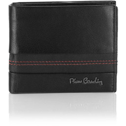 Mały skórzany portfel męski z przeszyciami Pierre Cardin