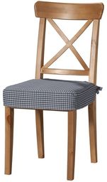 Siedzisko na krzesło Ingolf, granatowo-biała krateczka (0,5x0,5cm), krzesło