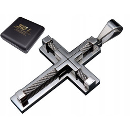 Duży Krzyż Krzyżyk Zawieszka Na Łańcuszek Stal 316