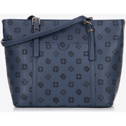 Damska shopperka z imitacji skóry z tłoczeniem granatowa