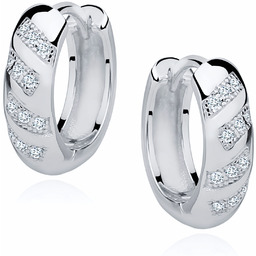 Eleganckie rodowane srebrne kolczyki kółka z cyrkoniami srebro