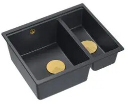 Quadron LOGAN 150 HCQL5646U8-G1_I Granitowy Black diamond/Złoty Zlewozmywak