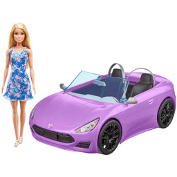 Barbie Auto Kabriolet Fioletowy Samochód Dla Lalek Zestaw