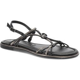 Tamaris Czarne Sandały Eleganckie Płaskie Buty