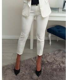 spodnie cygaretki nevel - białe/ecrue