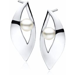 Eleganckie rodowane srebrne kolczyki łezki krople perły perełki
