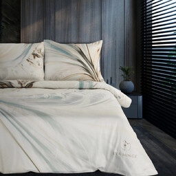 Pościel z satyny bawełnianej kremowa w abstrakcyjny wzór