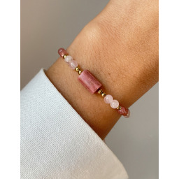 Pakamera Bransoletka na nici z rodochrozytem i kwarcem